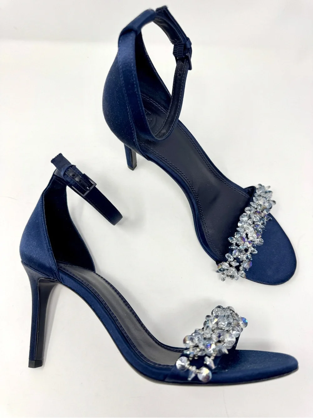 Tory Burch Logan Crystal Embellished Sandal 85mm Perfect Navy US 8